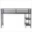 Structure de lit simple mezzanine en métal avec tablette en bois de cannelle - noir, peu encombrant, aucun sommier nécessaire pour les chambres à coucher