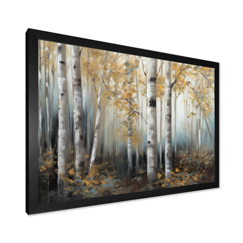 «Saco Birch Tree Forest Wonderland I», reproduction sur toile, Cadre photo noir, H 12 po x l 20 po x P 1 po