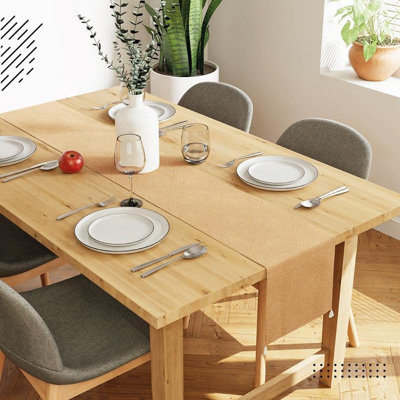 Embossed Velvet Table Runner – Gold – Long, Premium Polyester, Machine Washable, For Dining Table