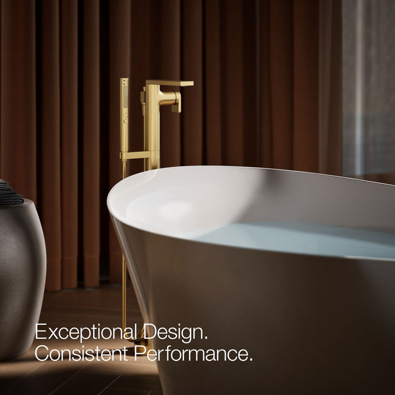 Composed Freestanding Bath Faucet, Vibrant Brushed Moderne Brass