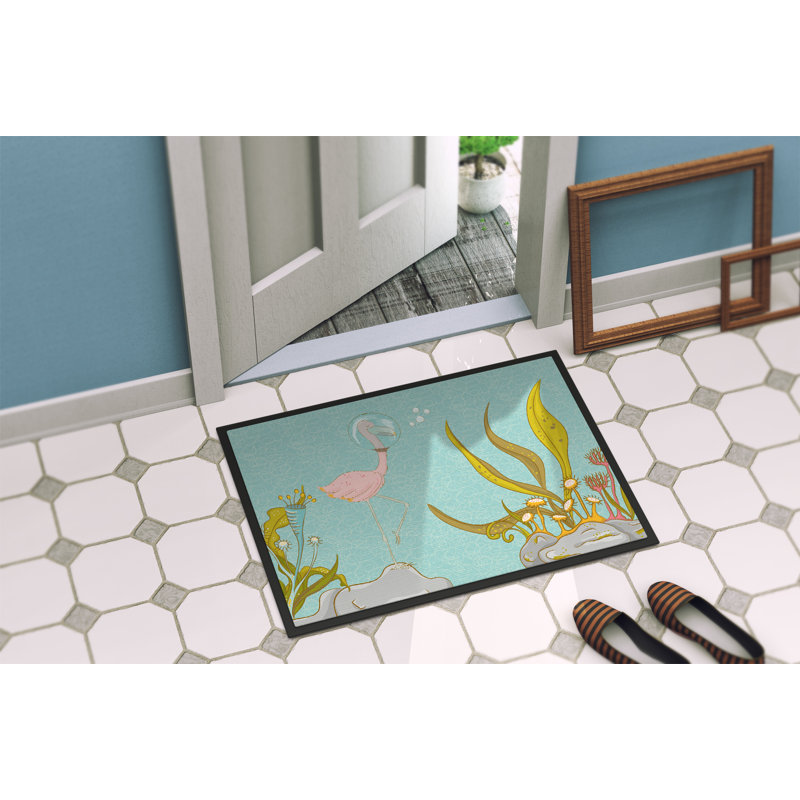 Tapis d’extérieur antidérapant subaquatique flamant rose, Rectangulaire : 18 po x 27 po