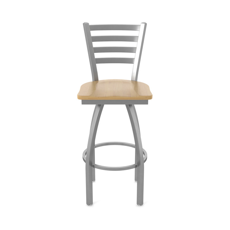 Tabouret pivotant Jackie, Bois - Érable naturel, Tabouret de bar (assise de 30 po de hauteur), Acier Inoxydable