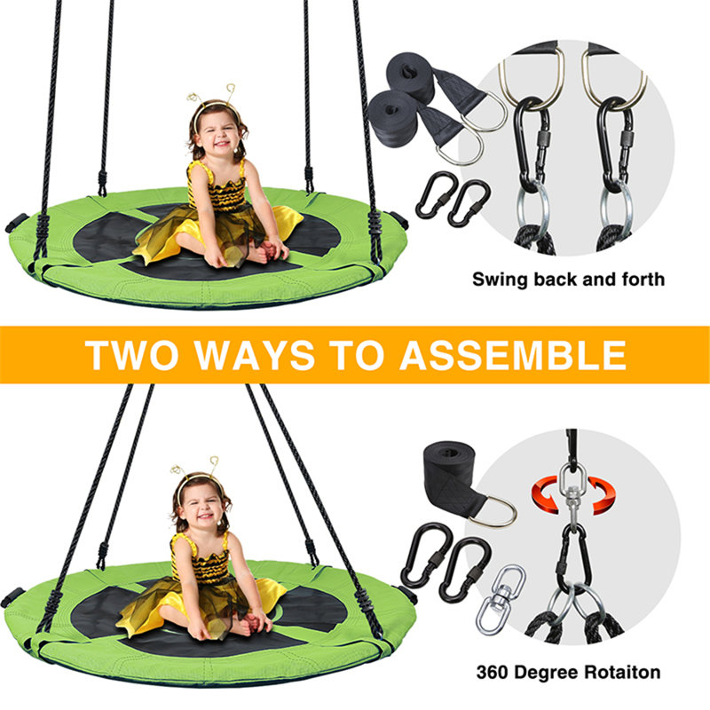 40 inch Oxford Cloth Web/Saucer Swing with Chains, Green