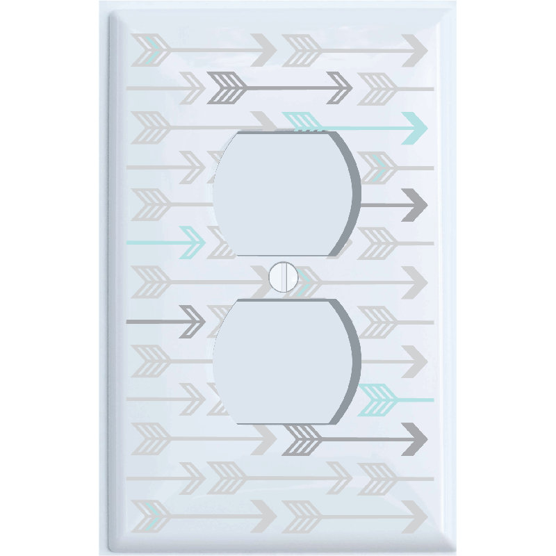 Couvre-prises à imprimé flèches bleu marine et gris / décor de chambre de bébé gris pour bébé garçon ou fille (housse de prise)
