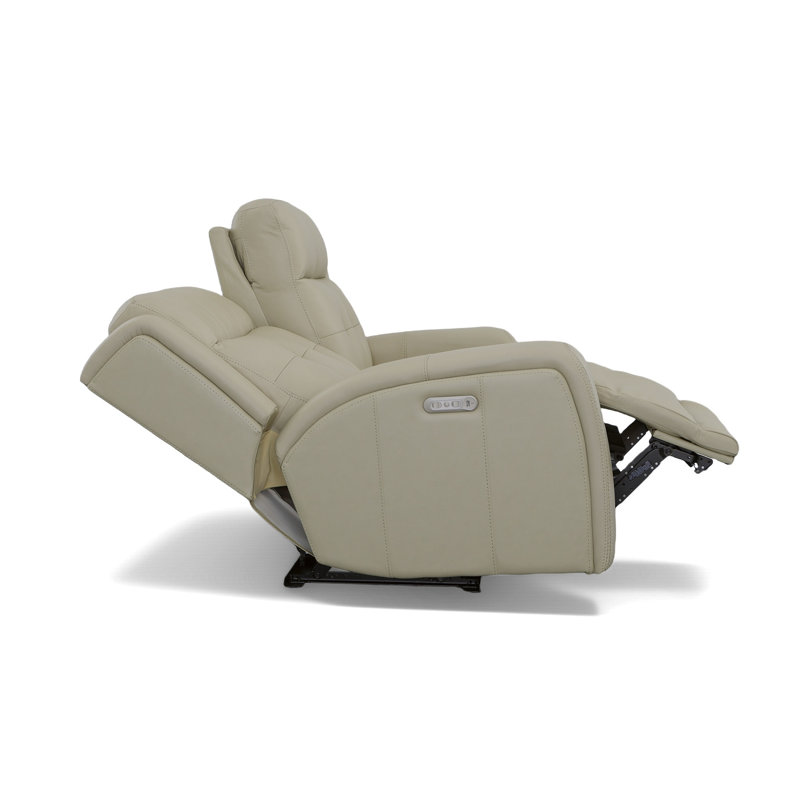 Grant 63" Leather Reclining Loveseat, Ivory Genuine Leather
