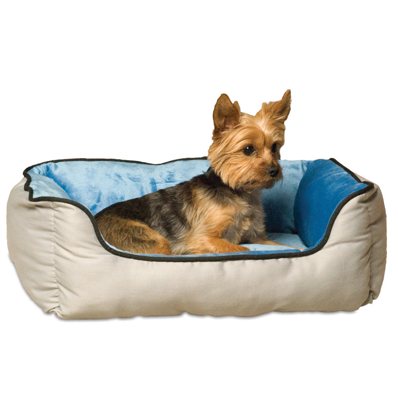 Lit pour chien auto chauffant avec traversin, Gris/bleu