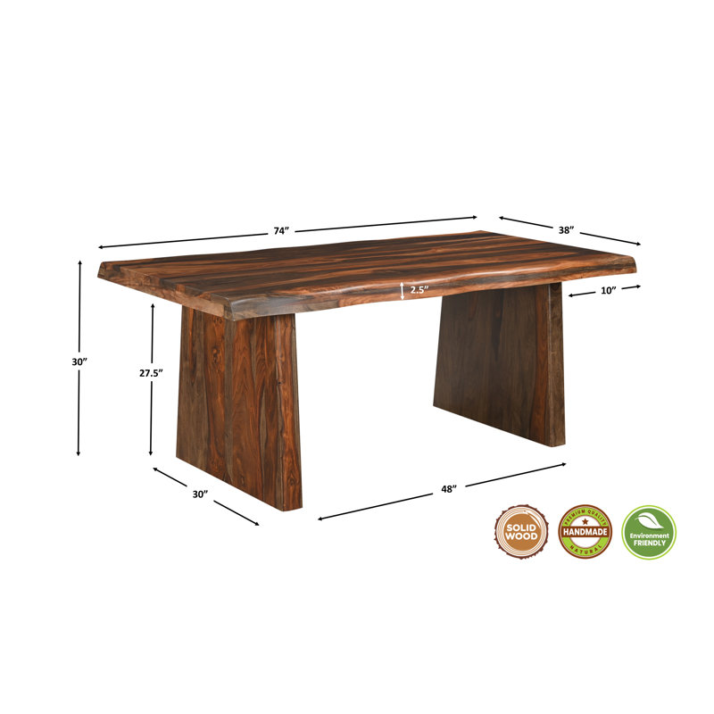 Chaliyah Solid Wood Dining Table, 38" W x 74" L, Walnut