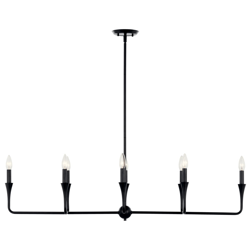  Lustre classique / traditionnel en acier à 8 lumières à intensité variable, Noir satiné