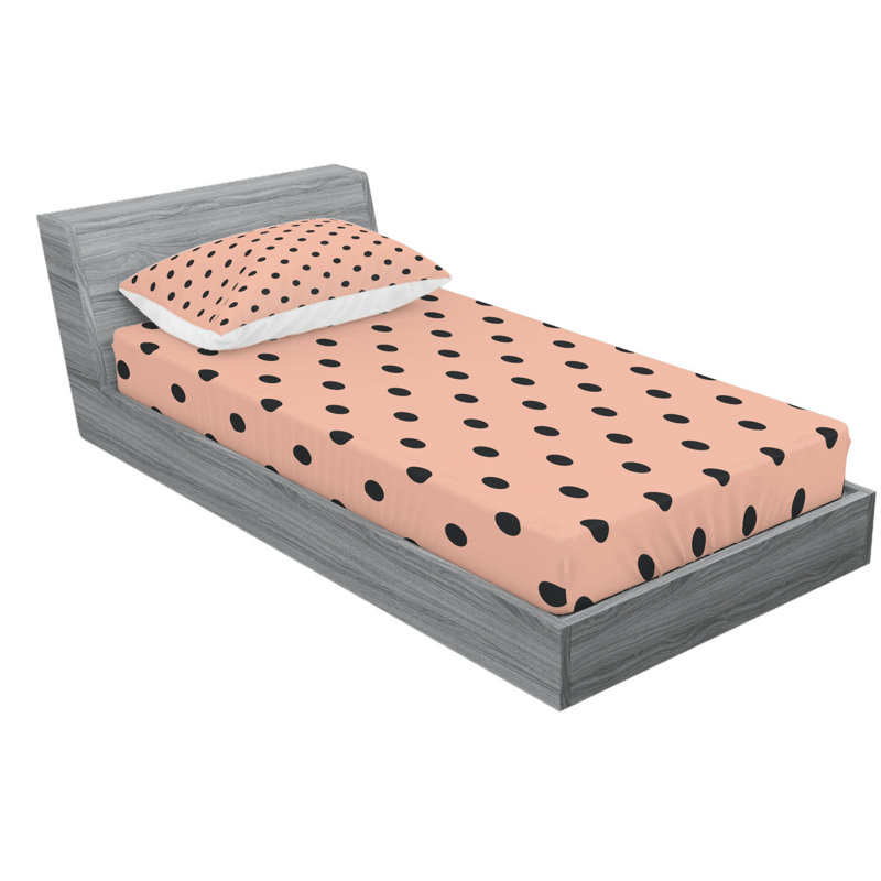 Microfiber Polka Dots Sheet Set, Twin Sheet Set with Fitted Sheet