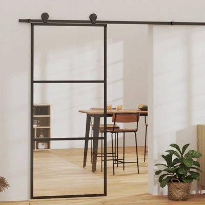 80.7'' Glass without Installation Hardware Kit Barn Door