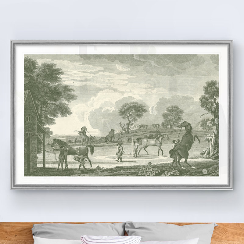 « équestres scenes ii », reproduction sur toile, H 18,5 po x l 24,5 po x P 1,5 po, Argent