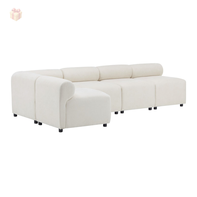 Canapé modulaire à dossier rond avec structure robuste, mousse haute densité confortable et sièges flexibles pour une vie moderne