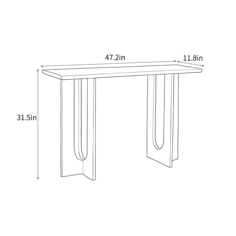 Simple modern brown console table, 31.5" H x 47.2" W x 11.8" D