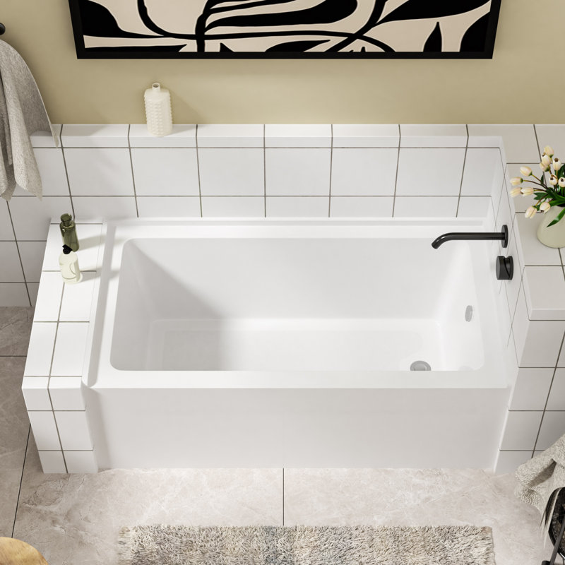 Carrelage rectangulaire en acrylique blanc 60 po x 32 po, Oui