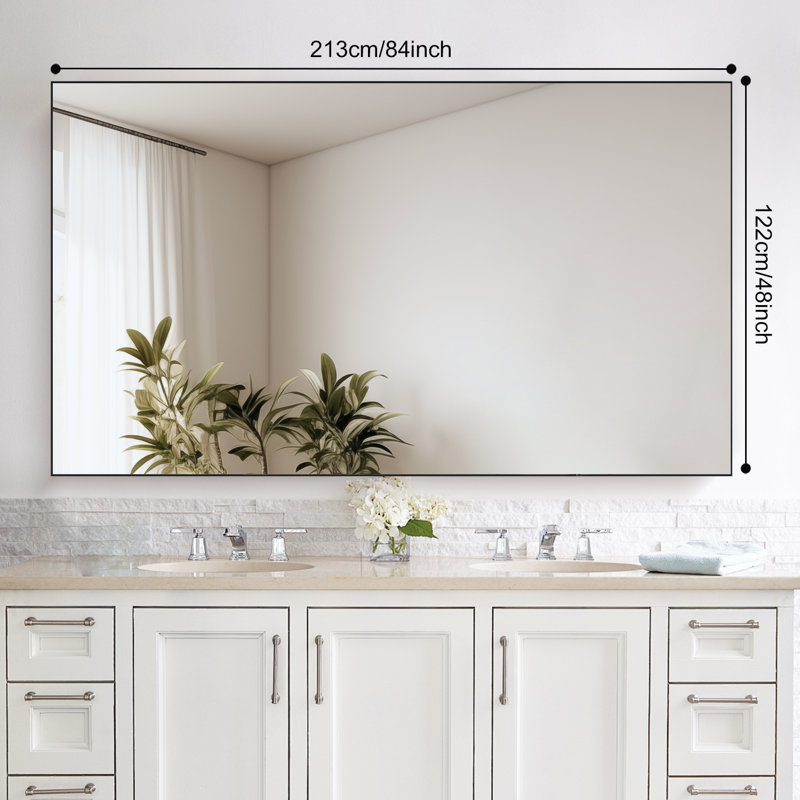 Rectangle Aluminum Framed Wall-mounted Vanity Mirrors, 48" x 84", Black