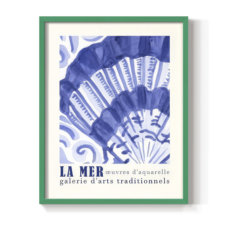 La Mer Exhibition Poster II Framed Print - Solid Wood, Green, 21" H x 17" W