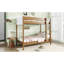 Lit simple au-dessus d'un lit superposé - revêtu de tissu, structure en bois d'hévéa, garde-corps sécurisés, solution de rangement sous le lit