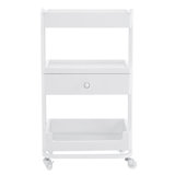 Utility Trolley with Wheels and Drawer, Stylist Rolling Storage Cart