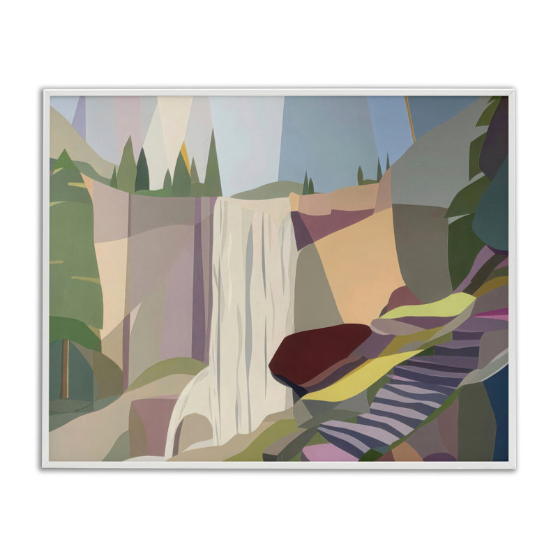 Yosemite & Mist Trail Framed Giclee, design by Melba Browne, 11'' H x 14'' W, Coastal White Framed Giclee