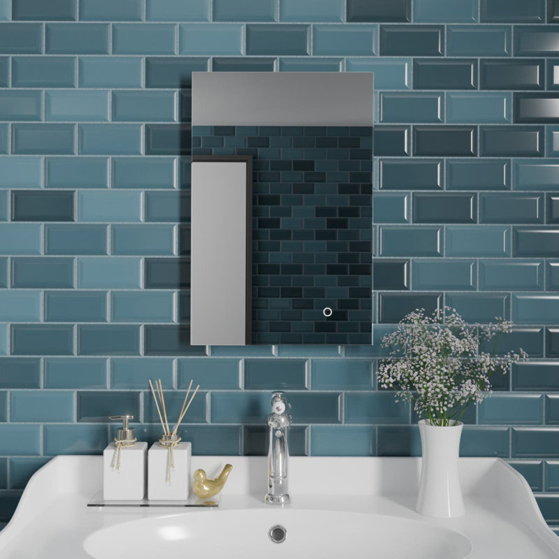 Rectangle LED Bathroom Mirror Fog Free Touch Sensor, 40 cm H x 60 cm W