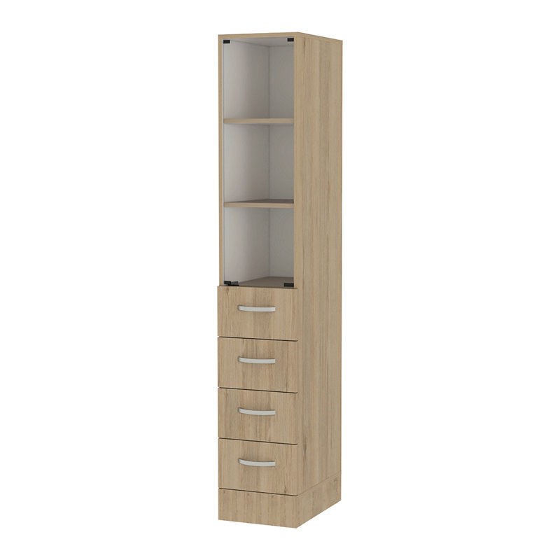 Armoire à linge 3 tiroirs 3 tablettes, Brun