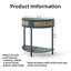 Console demi-lune antique avec porte coulissante en rotin vert, American Design