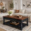 Table basse à plateau relevable avec rangement pour le salon, le compartiment caché et la tablette inférieure
