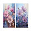 «Pink Morning Glory», art liquide, champ de fleurs - fleurs sauvages, ensemble de 2 impressions sur toile-381098661-381098662