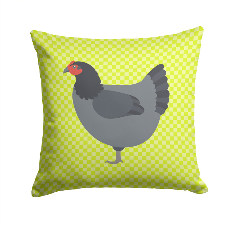 Coussin décoratif d’extérieur à motif de poulet à imprimé graphique, Vert, 14 po x 14 po