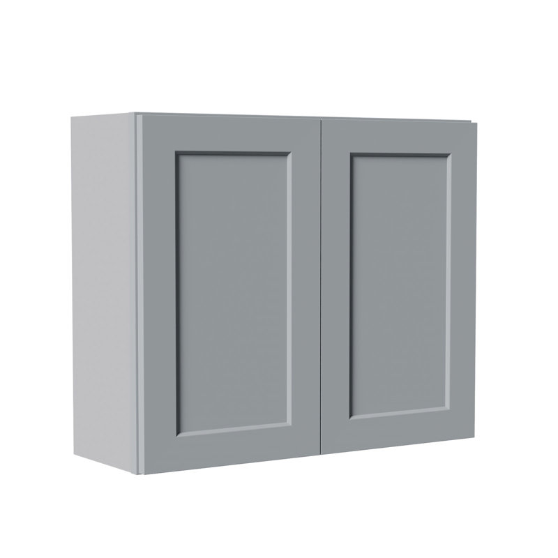 Gray Shaker Solid Wood Wall Cabinet With Soft-Close Doors, 30" H x 36" W x 12" D, Gray