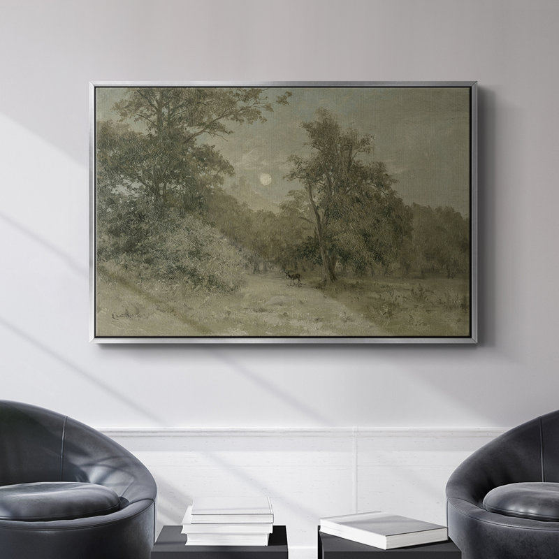 Paysage rétro - DCVII - Toile tendue avec châssis, H 17 po x l 25 po x P 2 po, Toile argentée avec cadre flottant