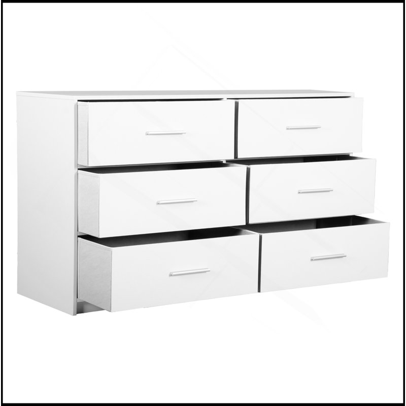 6-Drawer Dresser With Large Fabric Drawers, White