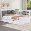 Lit plateforme en bois avec lit gigogne, tablettes et tête de lit avec rangement-1198239571