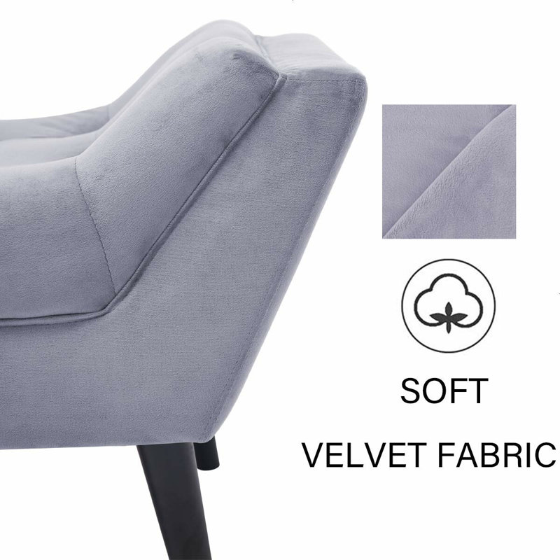 Banc rembourré Fetush, Gris clair