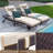Set of 2 Outdoor Wicker Chaise Lounge Chair with Adjustable 6 Position Backrest, Wheels, Thickened Cushion & Pillow-1322667816