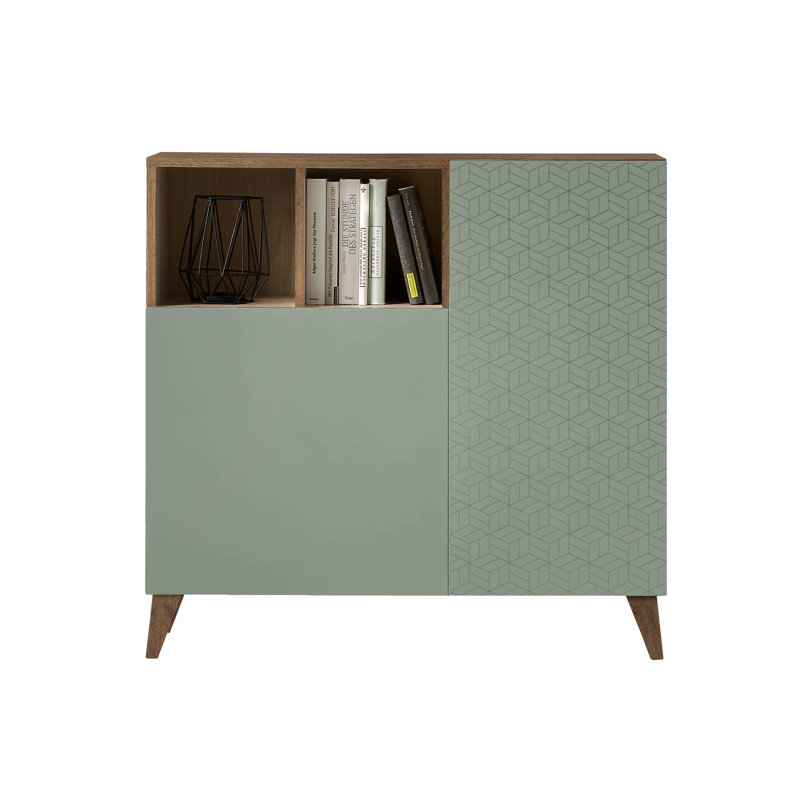 12 Pair Shoe Storage Cabinet, Walnut/Green
