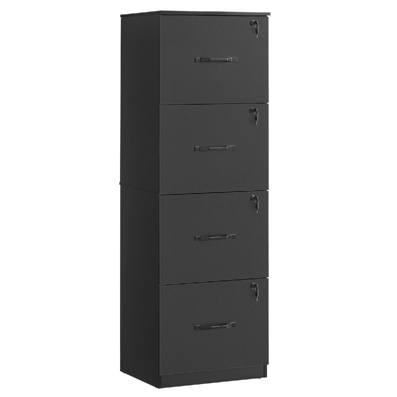 Classeur vertical à 4 tiroirs l 16,1 po avec serrure, Black