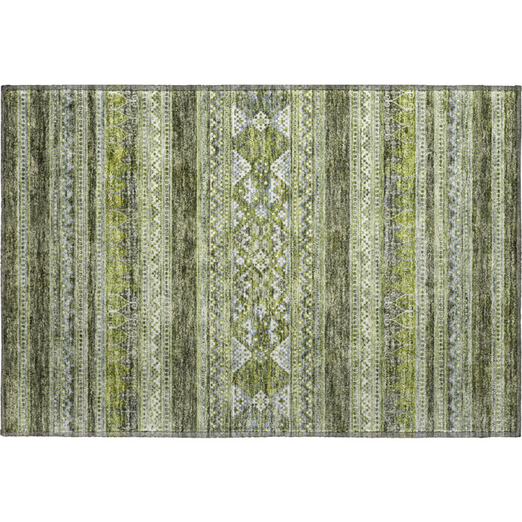 Premium Machine Washable Prisco Olive Rug