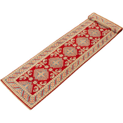 One-of-a-Kind 2'8" X 10'6" New Age Runner Wool Area Rug in Red