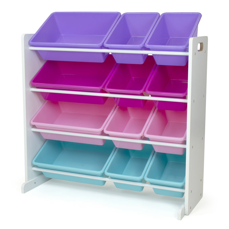 Organisateur de jouets avec bacs Rafael, Blanc / mauve / rose / bleu
