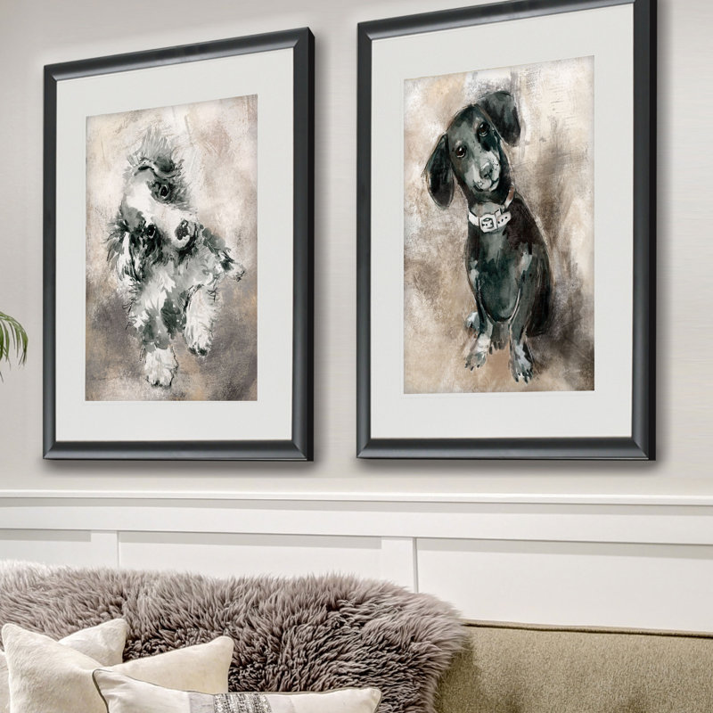 « sketchy study collie », ensemble de 2 reproductions encadrées