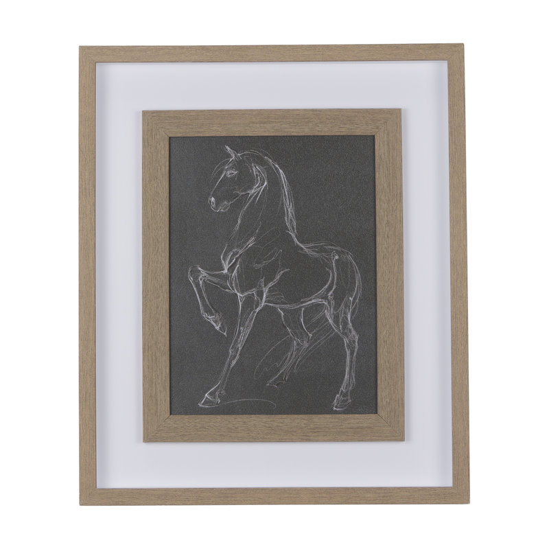 «Horse III Olive a», reproduction d'art encadrée texturée à la main, 21.5L x 1.5W x 41.5H, Horse IV, Brun