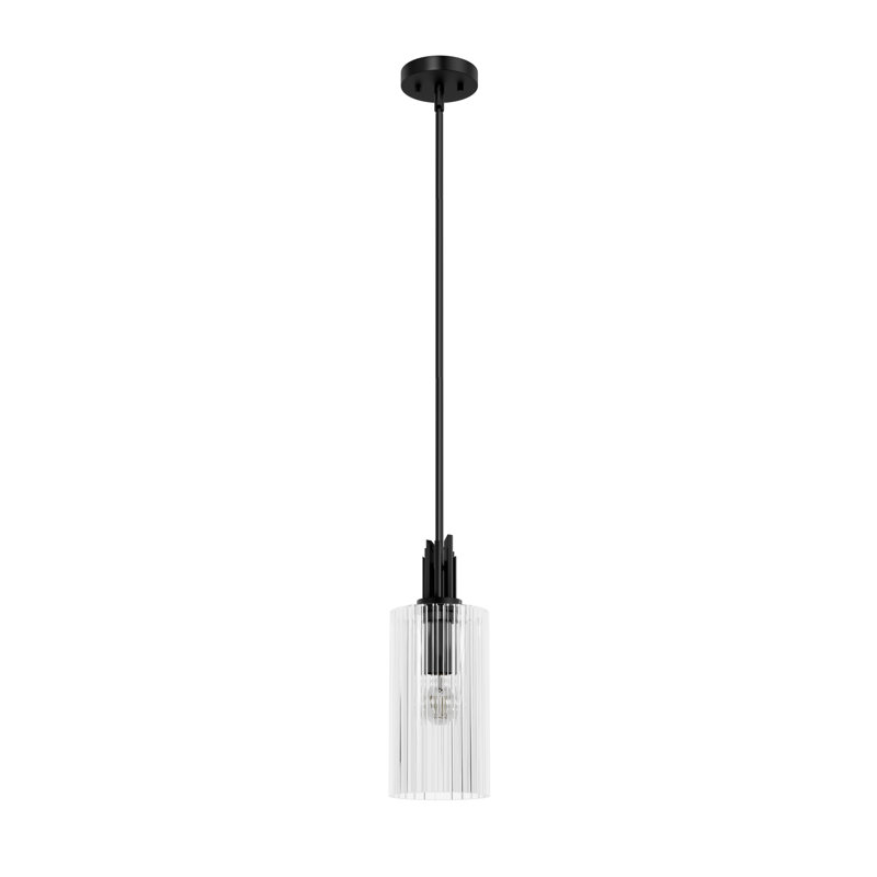 Mini-luminaire suspendu à 1 lumière Gatz, Noir mat