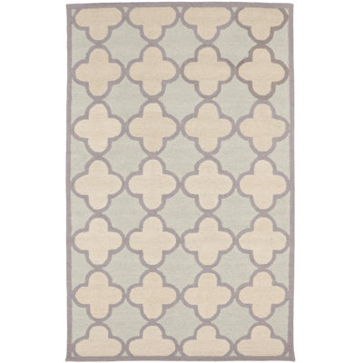 Tapis géométrique rectangulaire en laine touffeté à la main beige Imanee