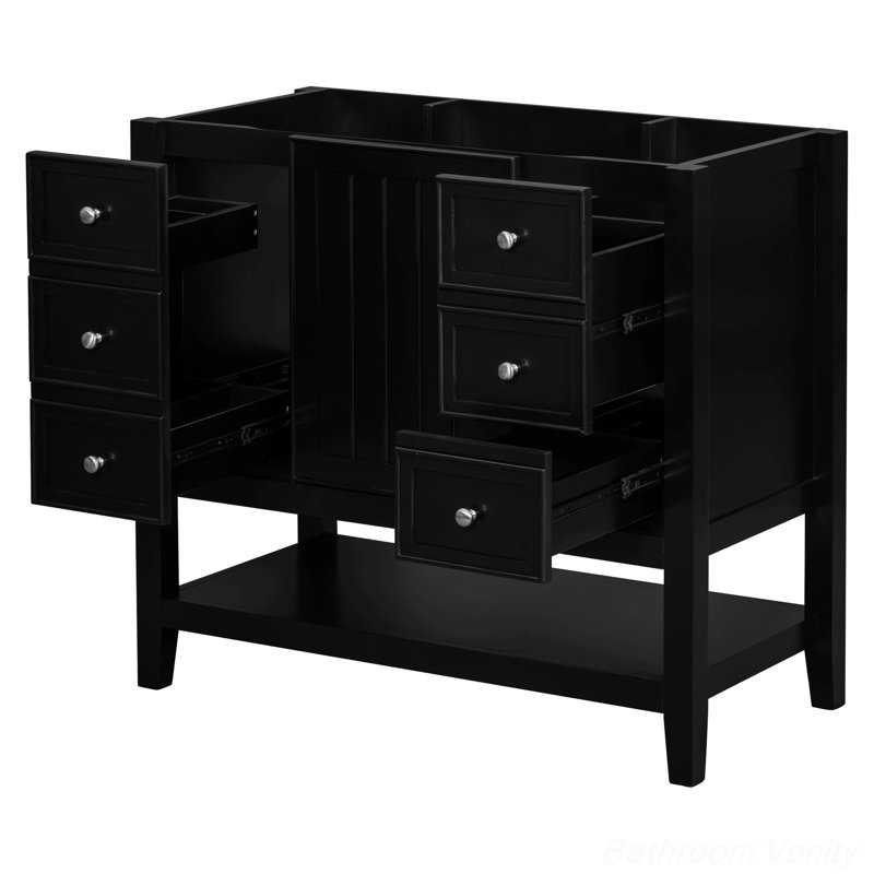 Meuble-lavabo, une armoire et trois tiroirs, Noir