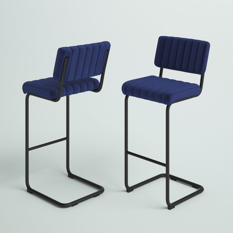 Tabouret Estes, Velours bleu saphir, Tabouret de bar (siège d'une hauteur de 30 po)