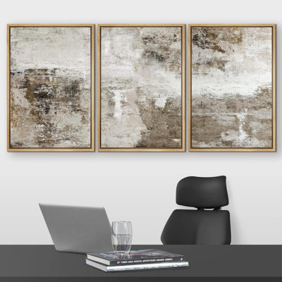 «Pastel Watercolor Paint Stroke Collage Abstract Shapes Modern Art Decor on Canvas», reproduction de 3 pièces