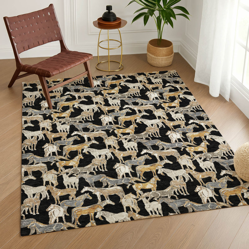 Tapis intérieur / extérieur lavable à la machine Chantille ACN2520, Noir, Rectangle 10 pi x 14 pi