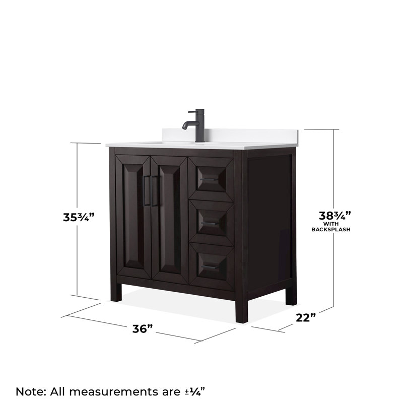 Daria 36'' W Single Vanity, Giotto Quartz, Brown, Polished Chrome
