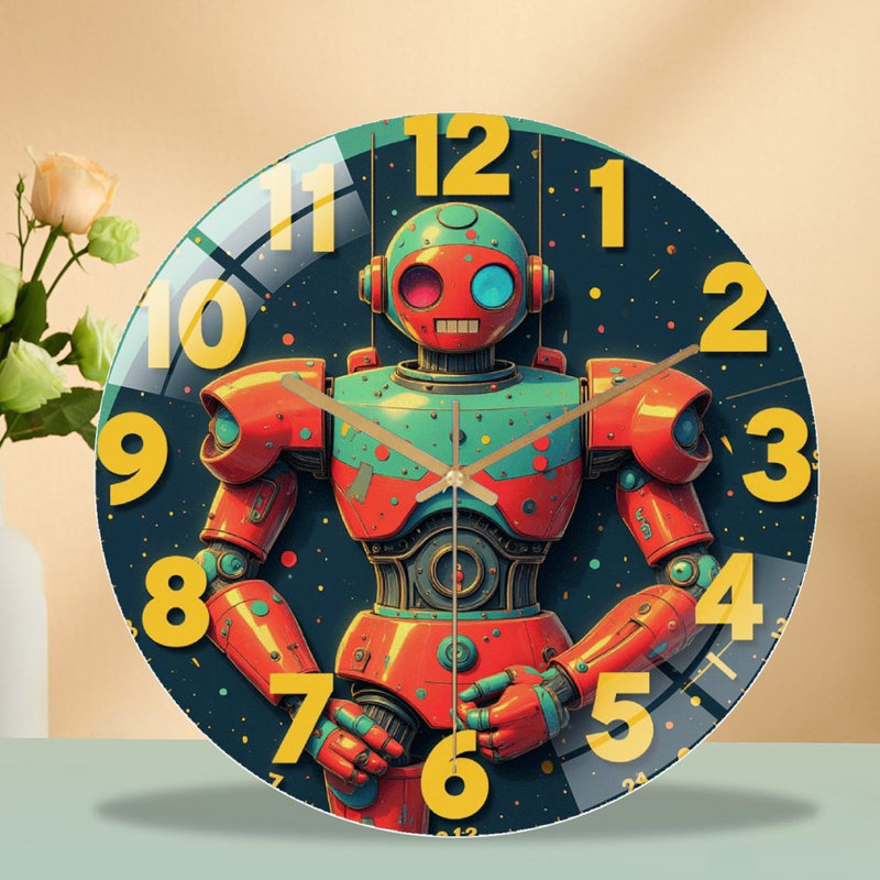 Horloge murale rétro en verre 12 po